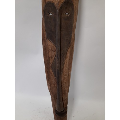 202 - Tribal Carved wood Long Face mask with colourful design, 93cm long