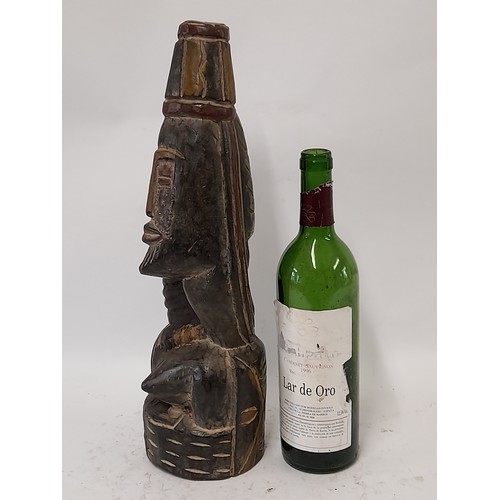 205 - Tribal Figure, carved wood with 2 heads, 42cm high