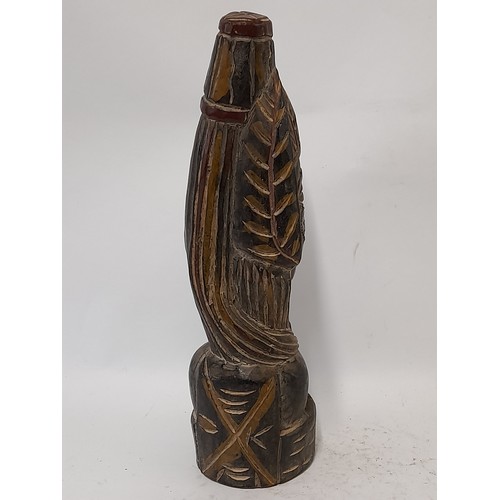 205 - Tribal Figure, carved wood with 2 heads, 42cm high