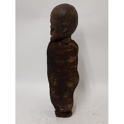 211 - Tribal Figure, Carved wood Cloth Bound Fetish Figure, 39cm high