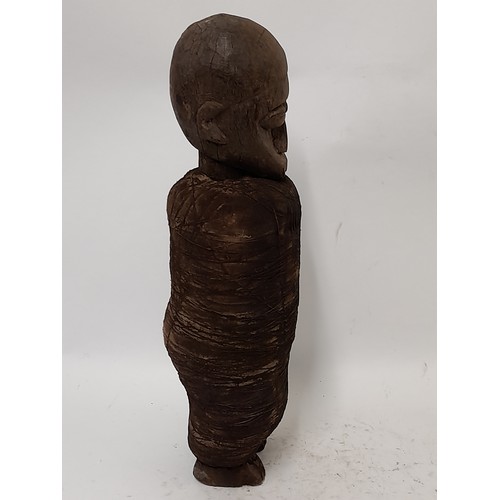 211 - Tribal Figure, Carved wood Cloth Bound Fetish Figure, 39cm high