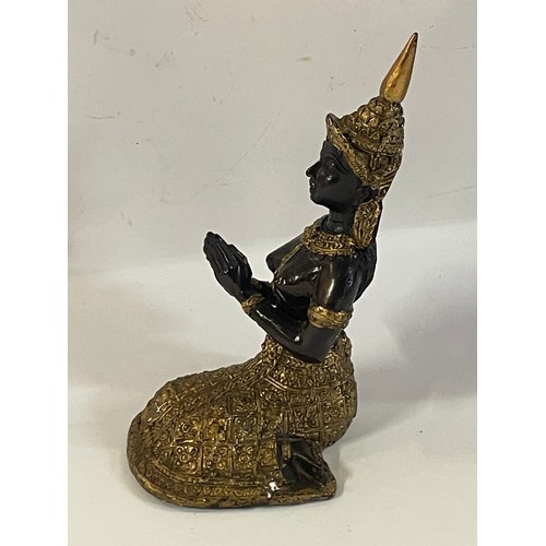 54 - Bronze Praying Buddha Figure. 14.5 cms