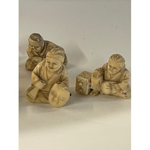 55 - Seven Antique Carved Japanese Figures Largest 3.5 Cms High (7)