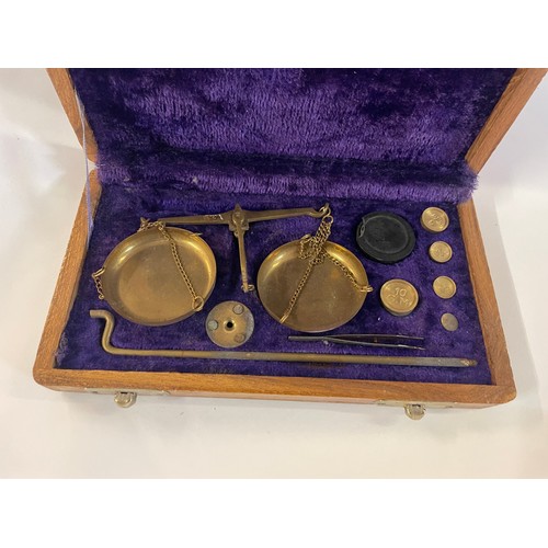 59 - Vintage Cased Traveling Scales And Weights.