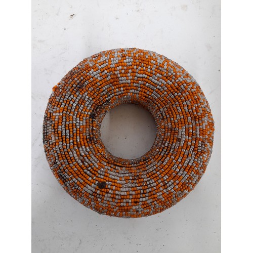 233 - Bamileke Beaded Tribal Bangle/currency ring, 17cm diameter x 5cm deep