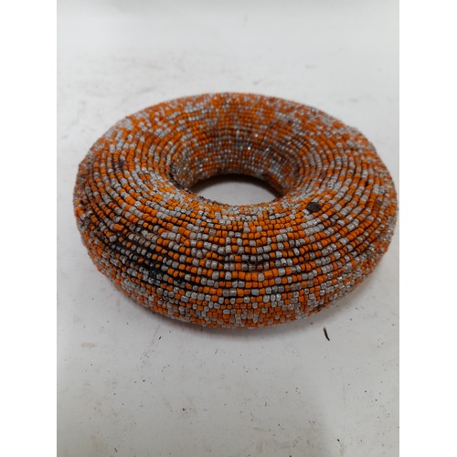 233 - Bamileke Beaded Tribal Bangle/currency ring, 17cm diameter x 5cm deep