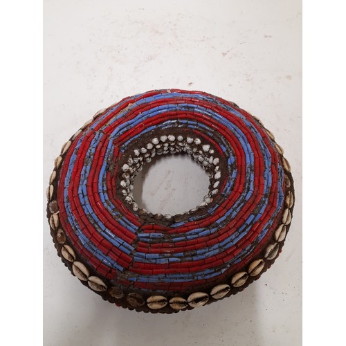 235 - Bamileke Tribal Multi coloured Bangle/currency ring, decorated with multi coloured Beads and Shells,... 