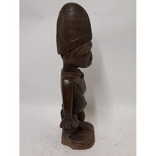 238 - Tribal Figure, Standing Tribesman with Conical head dress, 38cm high