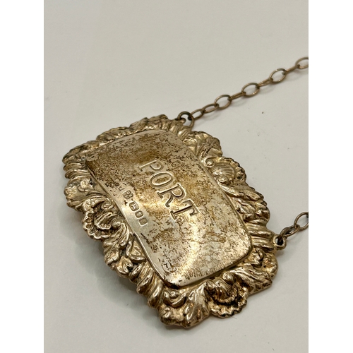 5 - Silver Hallmarked Decorative Port Bottle Neck Tag. 12cm x 6cm, 13.20Grams.