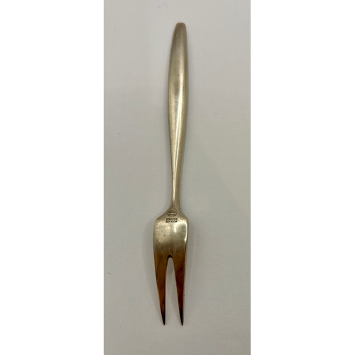 6 - Sterling Silver George Gensen  Stamped Denmark  Hors-D'oeurve Fork. 11cm x 1.5cm, 12.03Grams.