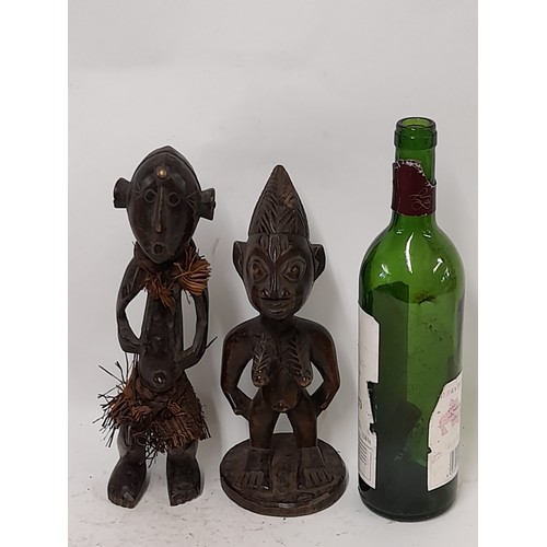 250 - 2 x Tribal Carved wood Figures, tallest 28cm