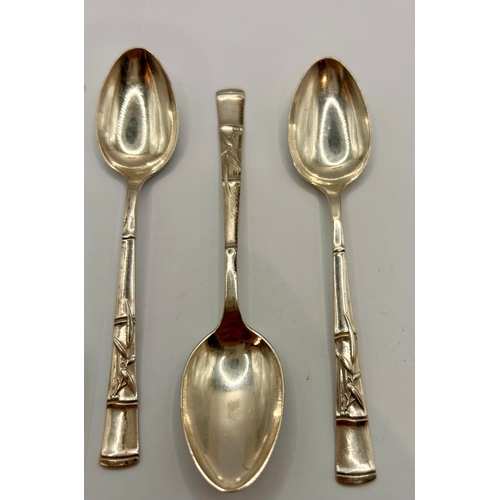 9 - Six Chinese Silver Tea Spoons. 11cm x 2cm, Total 58.3Grams.  (6)