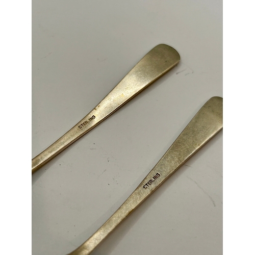 11 - Five Sterling Silver Hammered Style Handled Tea Spoons. 10.5cm x 2.5cm, Total 47.02Grams. (5)