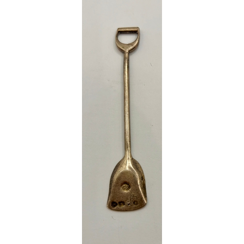 13 - Novelty Silver Hallmarked Coal Stoking Shovel. 8cm x 1.5cm, 6.24Grams.