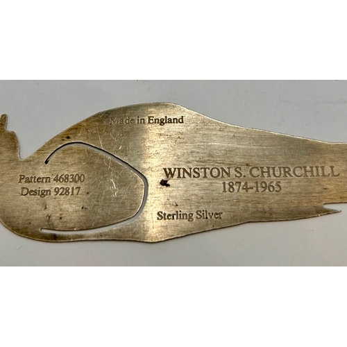 15 - Novelty Sterling Silver Book Marker In The Form Of Winston Churchill. 11cm x 3cm, 8.16Grams.