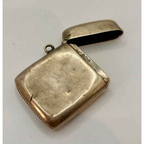 18 - Silver Hallmarked Vesta Case. 4cm x 4.5cm, 22.03Grams.