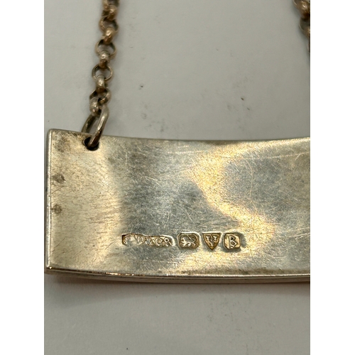 19 - Silver Hallmarked Sherry Bottle Neck tag. 9cm x 4cm, 8.92Grams.