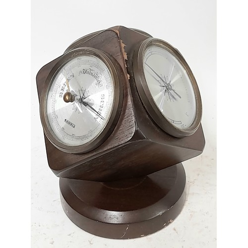 264 - Revolving wood Desktop Weather station, 13cm high