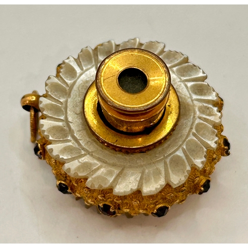 24 - Antique Gold Coloured Decorative Bejewelled Telescope Monocular Pendant. 3cm x 2cm.