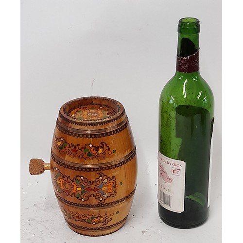 266 - Wooden Hand decorated Barrel, 19cm high