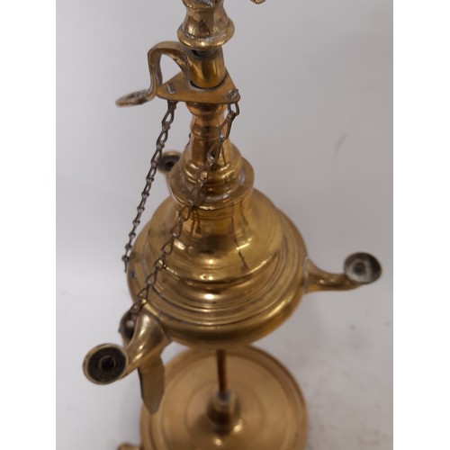 270 - Vintage Brass Whale  Oil Lamp, 40cm high