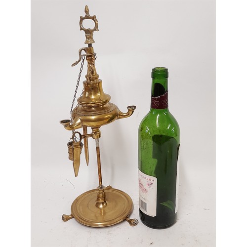 270 - Vintage Brass Whale  Oil Lamp, 40cm high