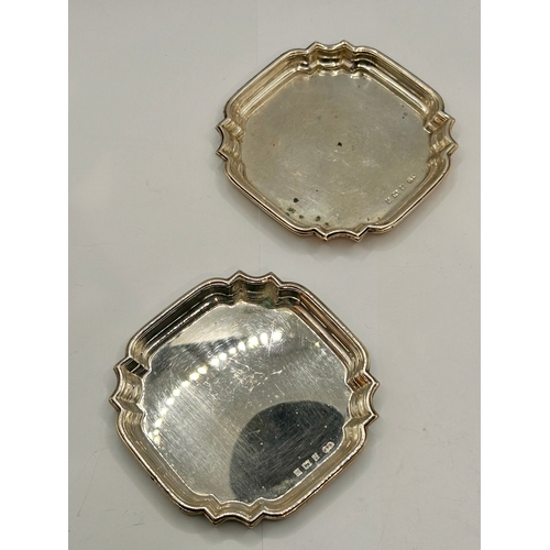 28 - Two Silver Hallmarked Trays . 7.5cm x 7.5cm, Total 54.13Grams.   (2)