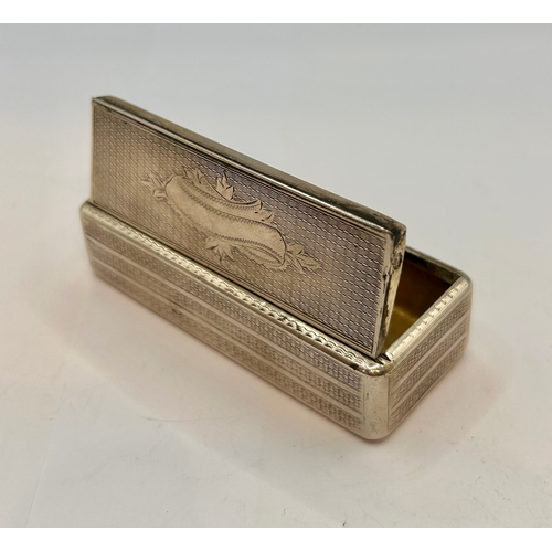 30 - Tested  Silver Snuff Box. No Hallmarks. 7.5cm x 3cm, 48.50Grams.