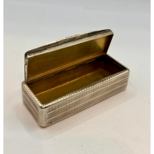 30 - Tested  Silver Snuff Box. No Hallmarks. 7.5cm x 3cm, 48.50Grams.