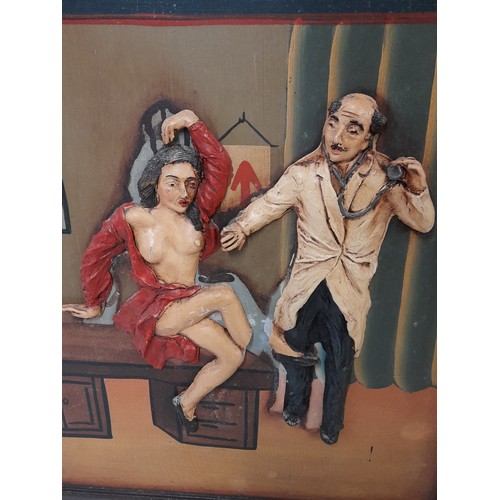 71 - Large decorative advertising board 'Private Doctor', 40cm x 60cm with saucy scene of doctor and pati... 