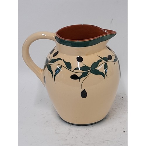 75 - Cream Olive Oil Jug with Painted Olive decoration, 20cm high