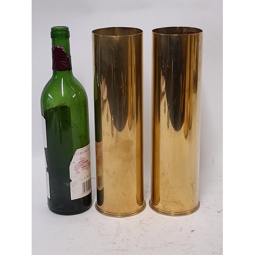 78 - A Large Pair of Polished Military Trench Art Brass Shell Casings, 8.5cm x 30cm