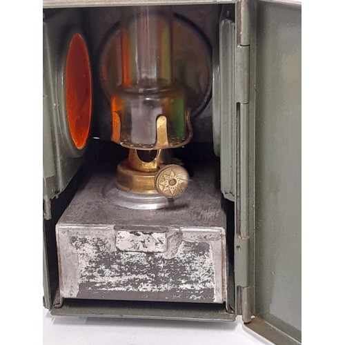 82 - Continental Military Signal Lamp with Oil Burner, 8cm x 8.5cm x 16cm