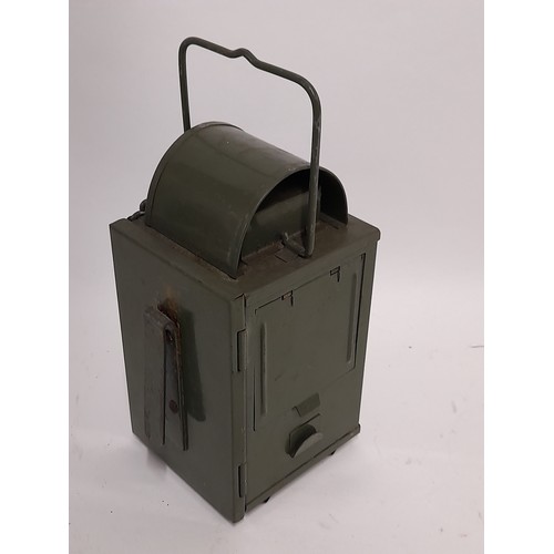 82 - Continental Military Signal Lamp with Oil Burner, 8cm x 8.5cm x 16cm