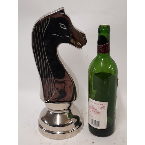 85 - Large Chrome metal Chess Piece, 34cm high