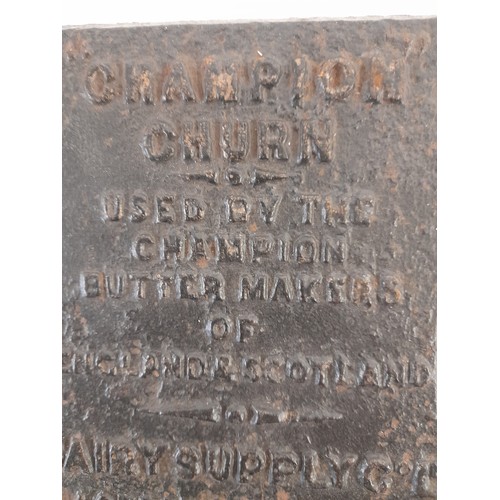 89 - Very Heavy Cast Iron 'Champion Churn' Wall Plaque, 15cm x 18cm