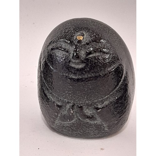 90 - 3 x Heavy Cast Metal Daruma Heads, tallest 6cm