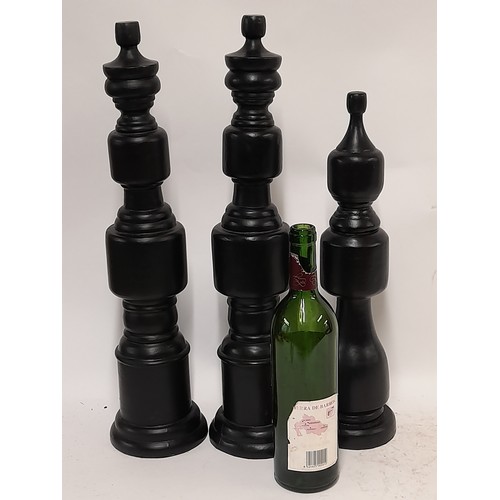 97 - 3 x Large Wooden Chess Pieces, tallest 53cm