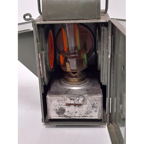 98 - Continental Military Signal Lamp with Oil Burner, 8cm x 8.5cm x 16cm