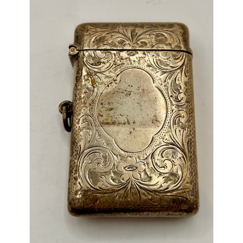 43 - Silver Hallmarked Decorative Vesta Case. 7cm x 5cm, 50.25Grams.