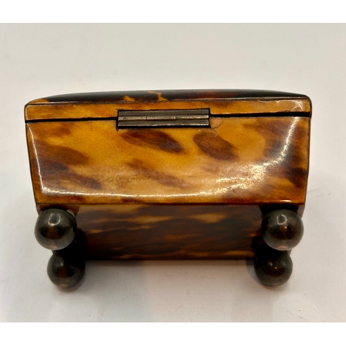 46 - Antique Miniture Tortoiseshell Casket. 5.5cm x 3cm x 3cm.