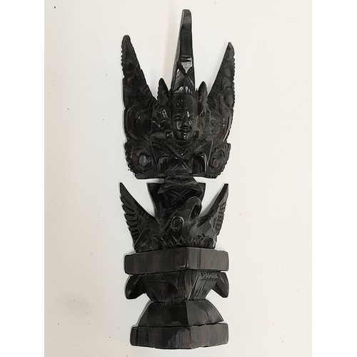 110 - Wood Carved Figure of Vishnu Riding Garuda, 27cm x 11cm