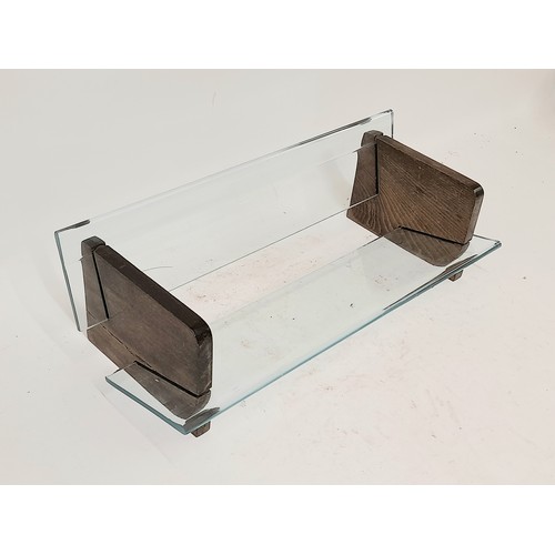 111 - Wood and Glass Book Trough, 45.5cm x 16cm x 21cm