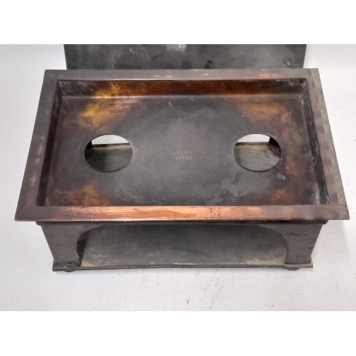 113 - Copper Warming Plate, no burners, labelled Alex Boyd & Son, 36.5cm x 24cm x 17cm