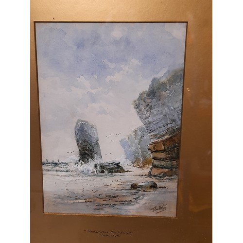 119 - Framed and Glazed Water colour of Marsden Rock South Shields by J Embleton, signed lower right, 38cm... 