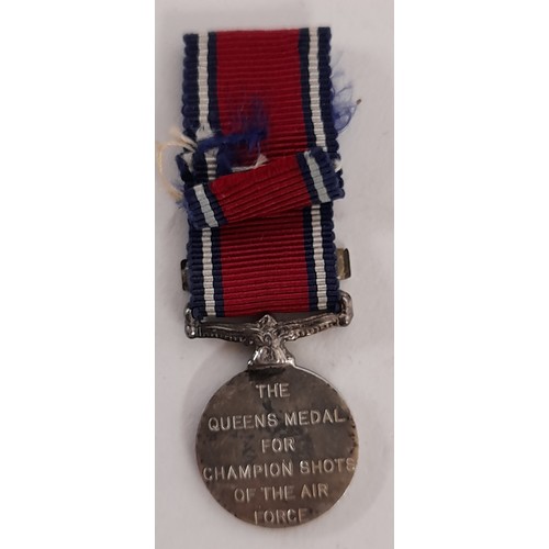 288 - Miniature medal and Ribbon 'The Queens Medal for Champion Shots of the Air Force' 1953