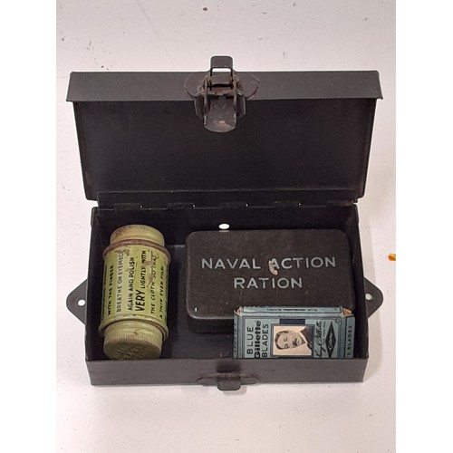 290 - Vintage period Post Office Motorcycle First Aid Tin with unrelated Military Contents, 13cm x 8xm 4cm