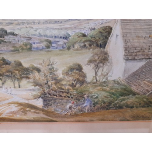 129 - Framed and Glazed Water colour view of open countryside entitled 'looking from Rodford Hill Stroud' ... 