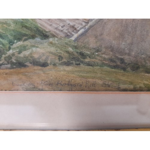 129 - Framed and Glazed Water colour view of open countryside entitled 'looking from Rodford Hill Stroud' ... 