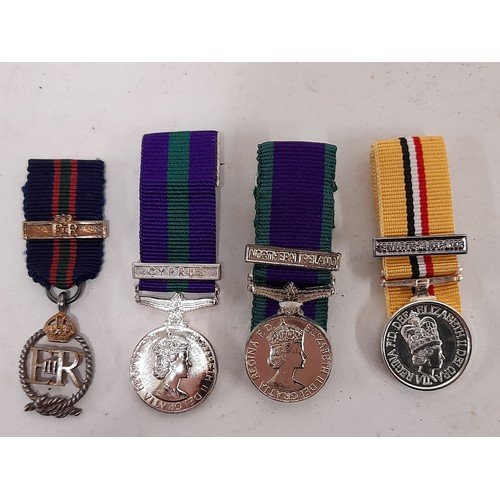 292 - 4 x Miniature Military Medals with Ribbons